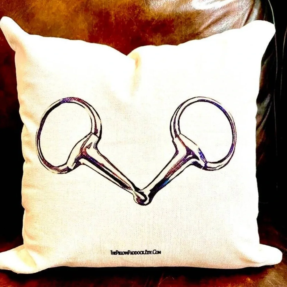 The Henri Collection, Hunt Seat Equestrian pillow cover only (beige linen)16x16